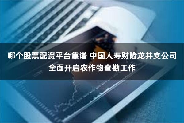 哪个股票配资平台靠谱 中国人寿财险龙井支公司全面开启农作物查勘工作